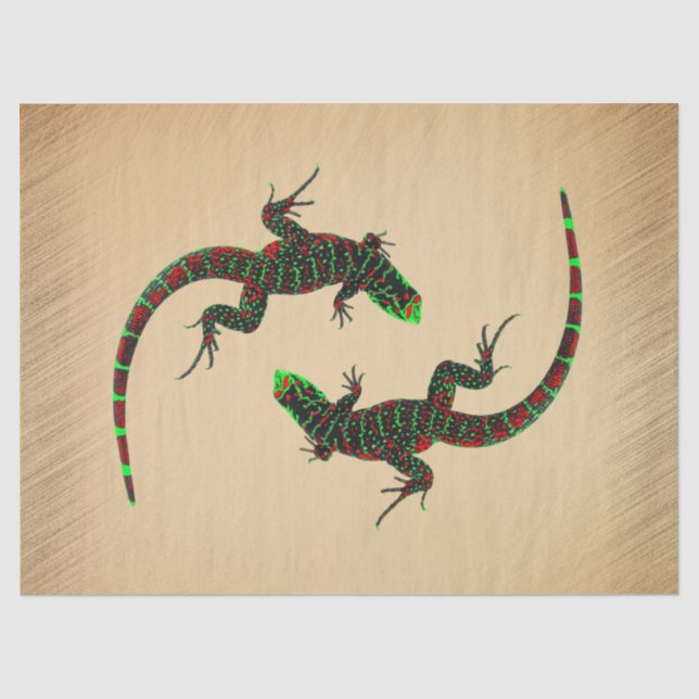 Rustic Yin Yang Lizards   Tissue Paper (Front)