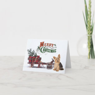 Rustic Yorkie Christmas Card