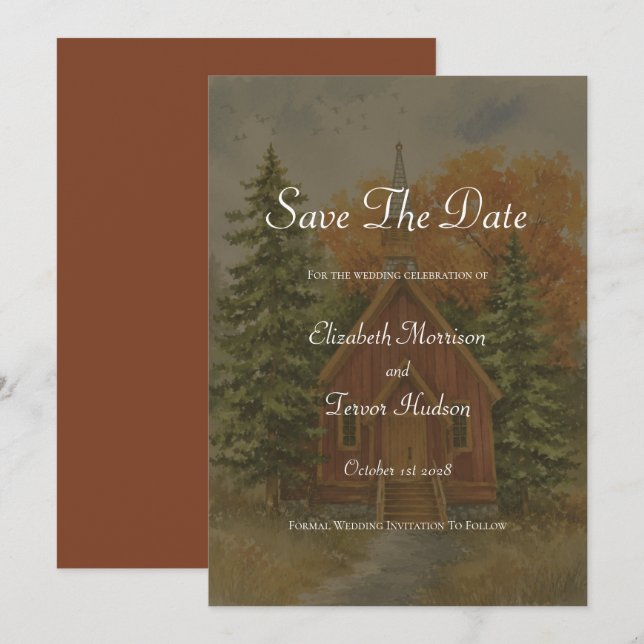 Rustic Yosemite National Park Fall Wedding Save The Date (Front/Back)