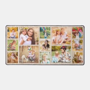Rustic Your Own Pictures 15 Photo Collage Desk Mat