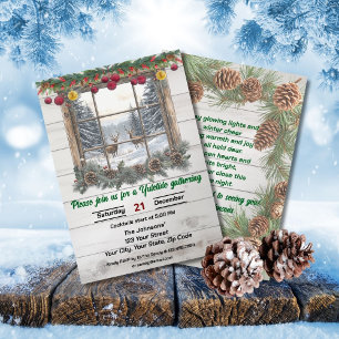 Rustic Yuletide Christmas Gathering Invitation