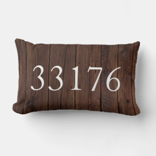 Rustic Zip Code for the Just Married Couple Lumbar Cushion
