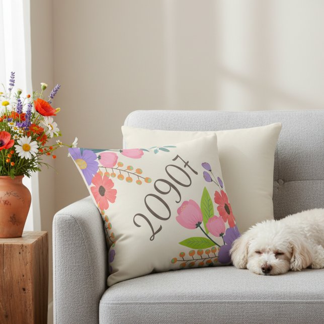 Rustic ZIP Code Location 16x16 Throw Pillow (Rustic 16x16 pillow for couch.)