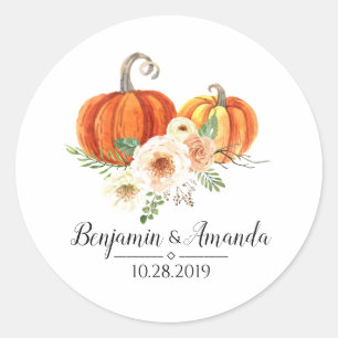 Rustica Pumpkins Fall Wedding Classic Round Sticker