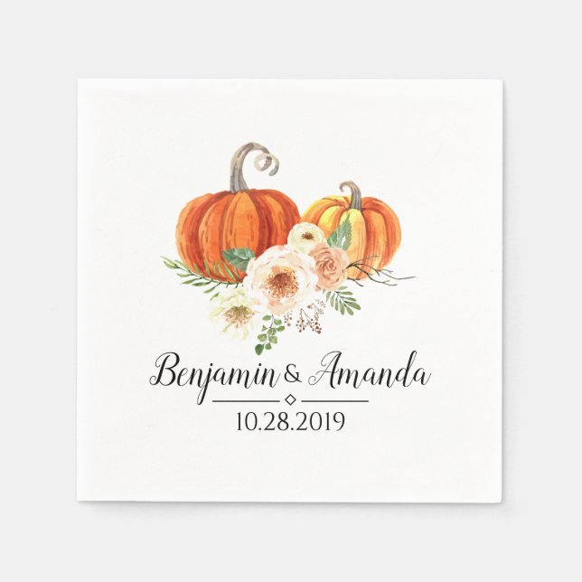Rustica Pumpkins Fall Wedding Napkin (Front)