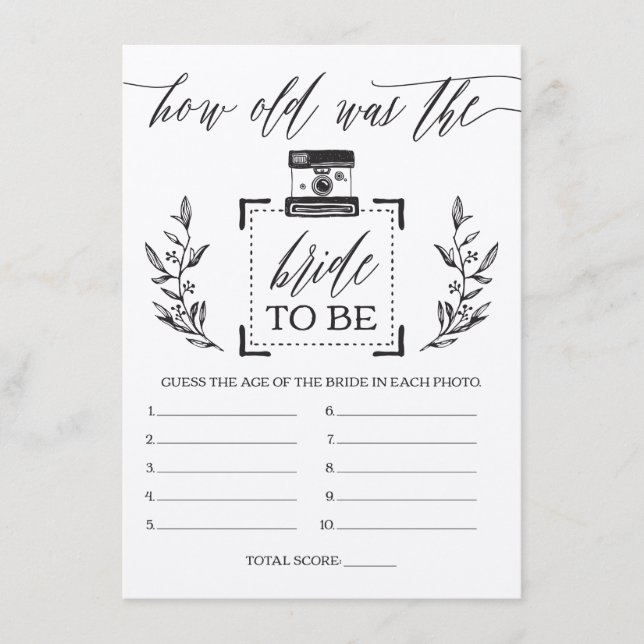 RusticHow Old Was the Bride Bridal Shower Game Enclosure Card (Front)