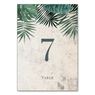 Rusticly Tropical Foliage Table sign, Watercolour Table Number