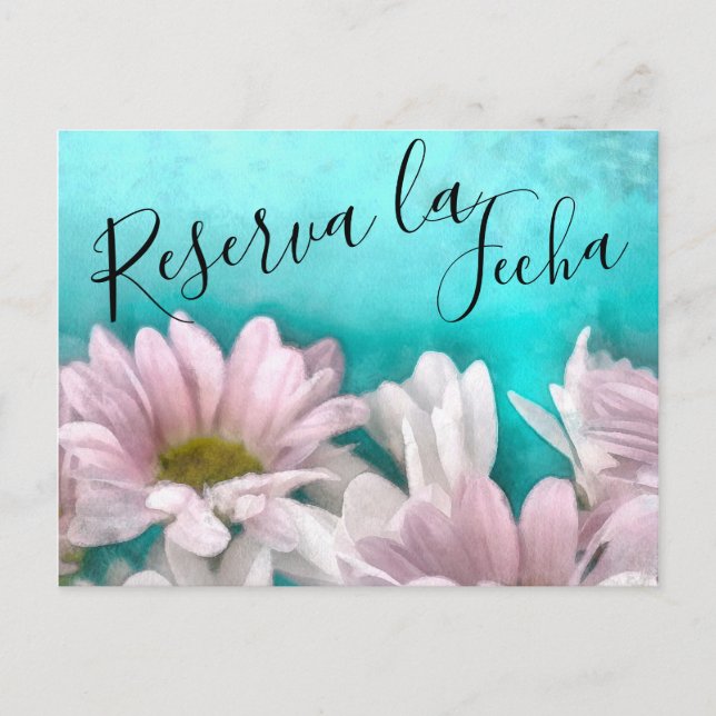 Rústico Margarita Floral Acuarel Reserva la Fecha Announcement Postcard (Front)