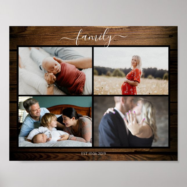 Rustikal Kundenspezifisches Familie Photo Poster (Front)