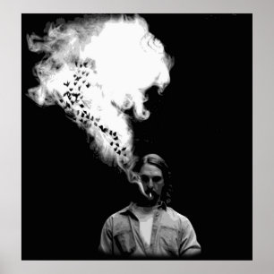 Rustin Cohle from True Detective Smoking a Cigaret Poster