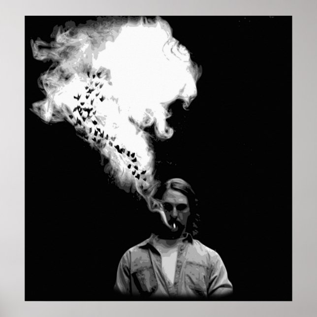 Rustin Cohle from True Detective Smoking a Cigaret Poster (Front)