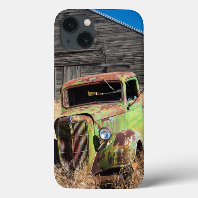Rusting car in front of abandoned farm Case-Mate iPhone case (Back)