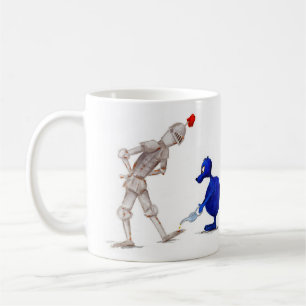 Rusting knight being oiled so he doesn't squeak coffee mug