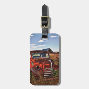 Rusting orange Dodge truck with abandoned farm Luggage Tag