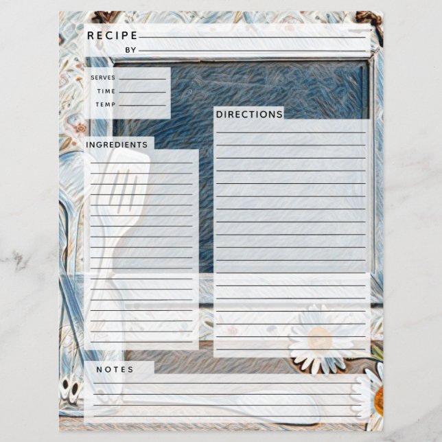 Rustlic Country Burlap Recipe Insert (Front)