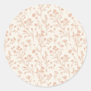 Rustling Blooms Warm Apricot - Neutral Classic Round Sticker