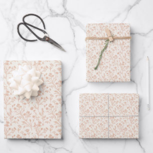 Rustling Blooms Warm Apricot - Neutral Wrapping Paper Sheet