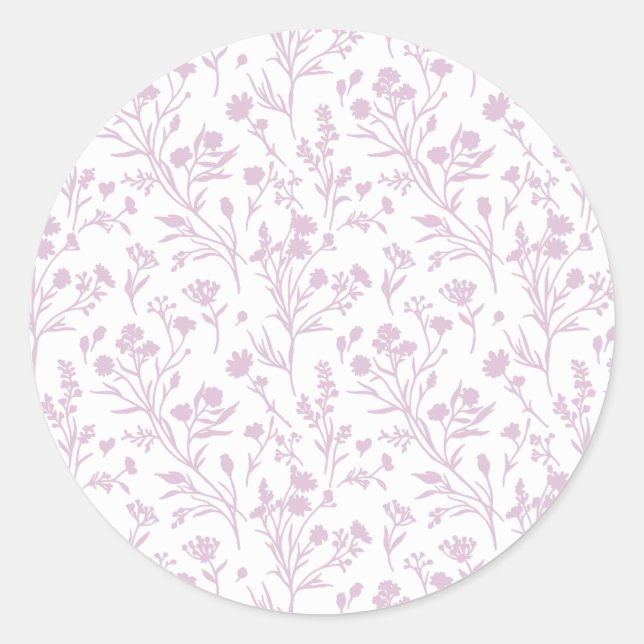 Rustling Blooms Warm Lilac - Neutral Classic Round Sticker (Front)