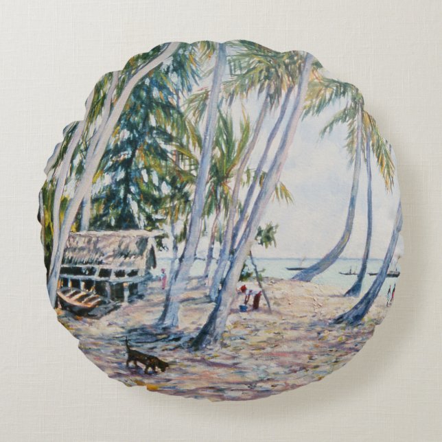 Rustling Palms Zanzibar 2002 Round Cushion (Front)
