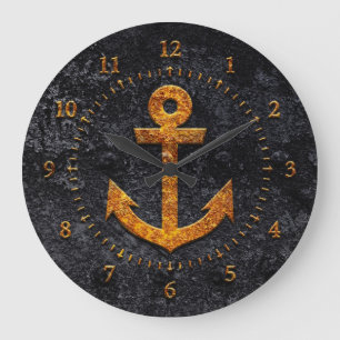 Rusty Anchor Large Clock