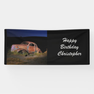 Rusty Antique Car Personalised Birthday Banner
