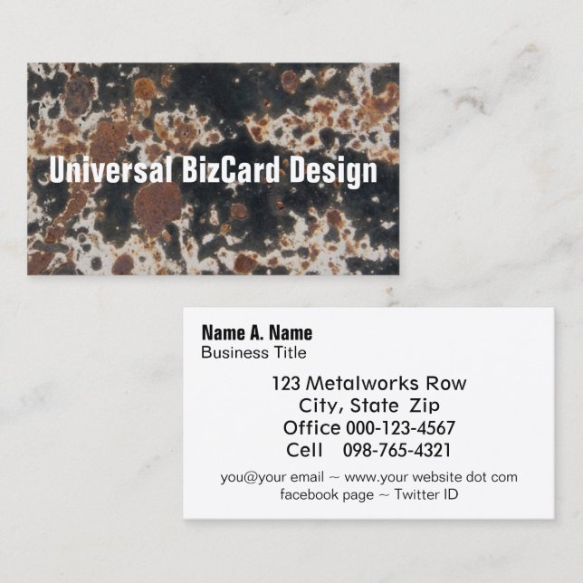 Rusty Black Metal Grunge Background Business Card (Front/Back)