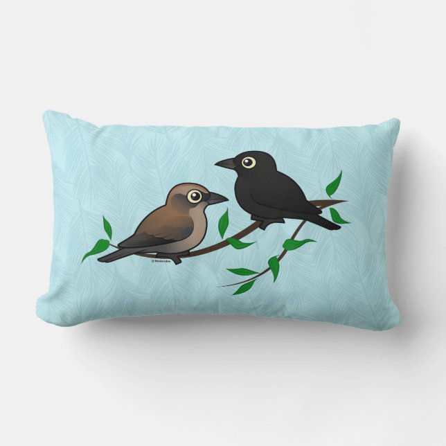 Rusty Blackbird Pair Lumbar Cushion (Front)