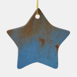 Rusty Blue background Ceramic Ornament