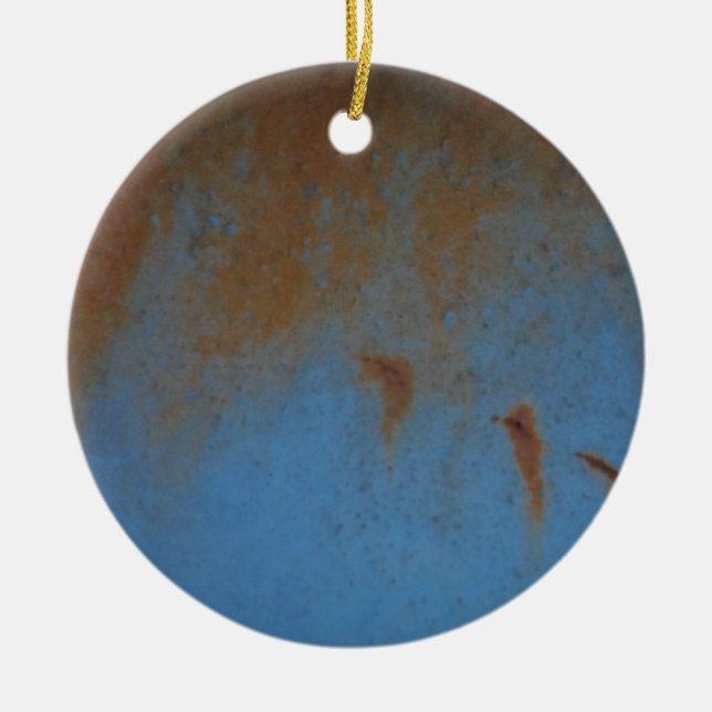 Rusty Blue background Ceramic Tree Decoration (Front)