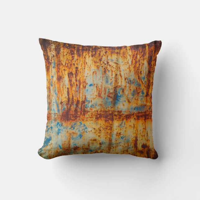 Rusty Blue Metal Texture Cushion (Front)
