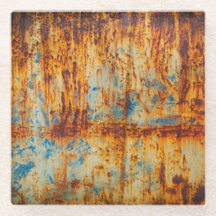 Rusty Blue Metal Texture Glass Coaster