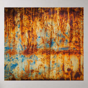 Rusty Blue Metal Texture Poster