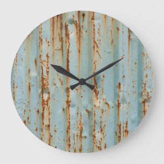 Rusty Blue Painted Metal Texture Large Clock