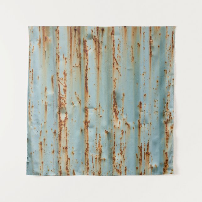 Rusty Blue Painted Metal Texture Tapestry (Front)