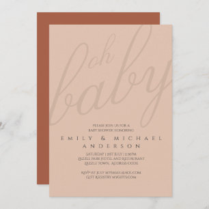 Rusty Blush Typography Baby Shower Gender Reveal Invitation