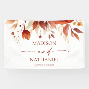 Rusty Burgundy Brown Floral Flower Wedding Banner