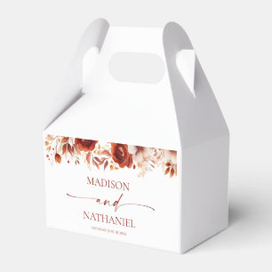 Rusty Burgundy Brown Floral Flower Wedding Favour Box