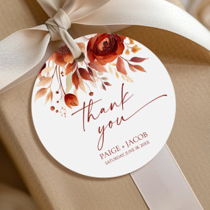 Rusty Burgundy Brown Floral Flower Wedding Favour Tags