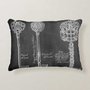 Rusty Chalkboard Victorian steampunk skeleton keys Decorative Cushion