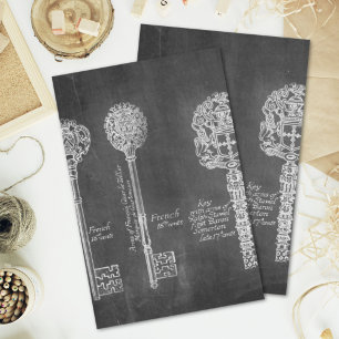 Rusty Chalkboard Victorian steampunk skeleton keys Tissue Paper