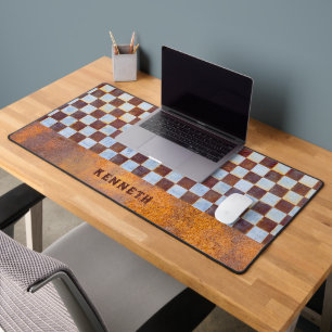 Rusty Checkers Custom Name Desk Mat
