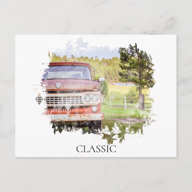 *~* Rusty Classic Vintage Antique Painting TRUCK Postcard (Front)