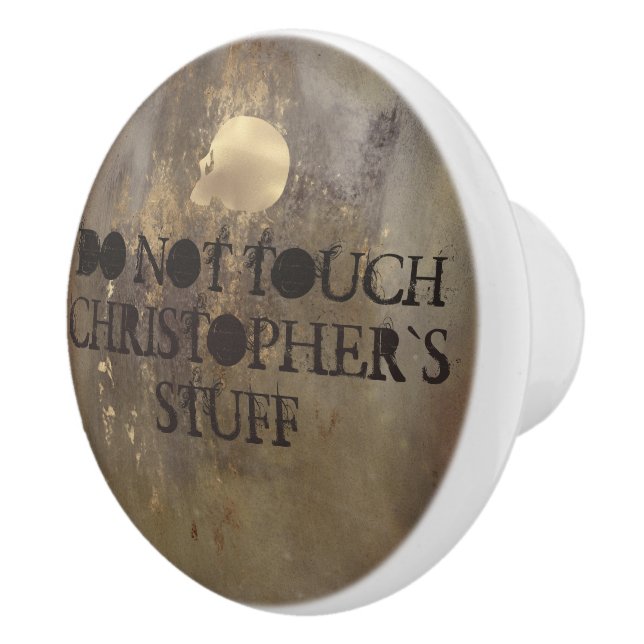 Rusty concrete brownish faux golden skull custom  ceramic knob (Right)