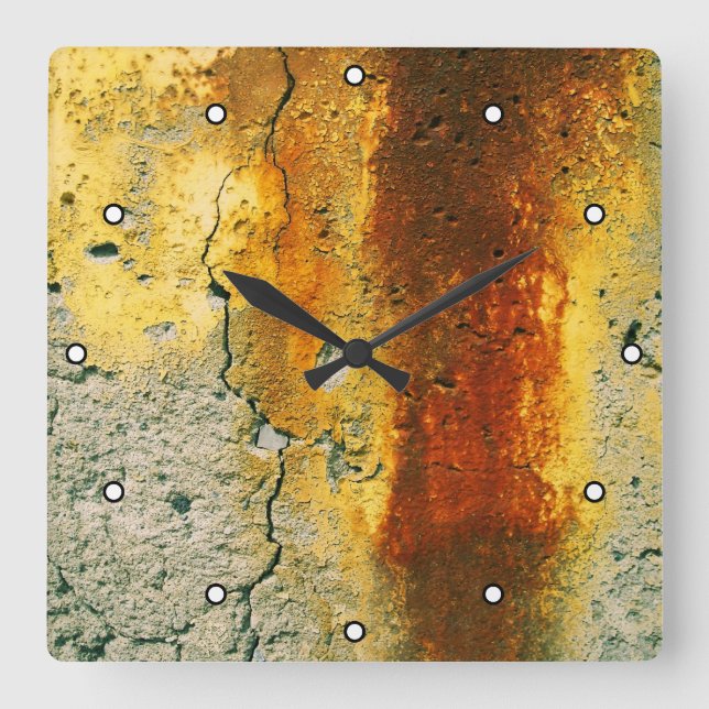 Rusty Concrete Urban Grunge with Dots Square Wall Clock (Front)