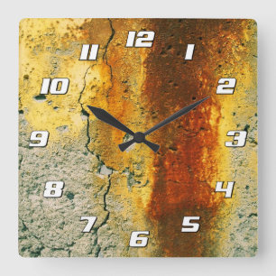 Rusty Concrete Urban Grunge with Numbers Square Wall Clock