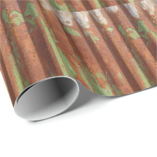 Rusty Corroded Corrugated Iron   Textured Wrapping Paper