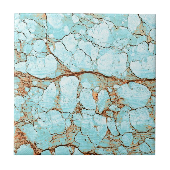 Rusty Cracked Turquoise Ceramic Tile (Front)