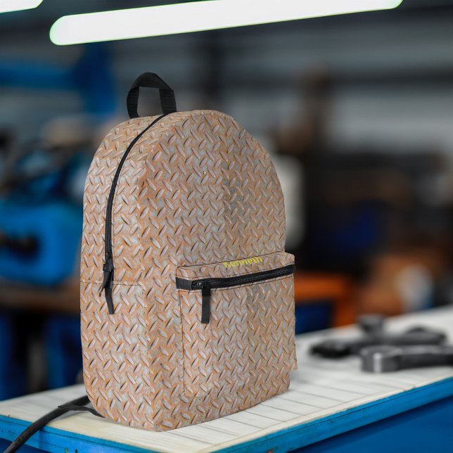 Rusty Diamond Plate Custom Name Printed Backpack (Creator Uploaded)