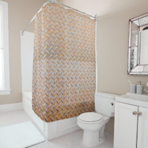 Rusty Diamond Plate Steel Shower Curtain