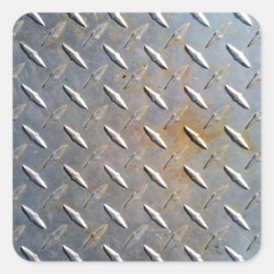 Rusty Diamond Plate Steel Square Sticker